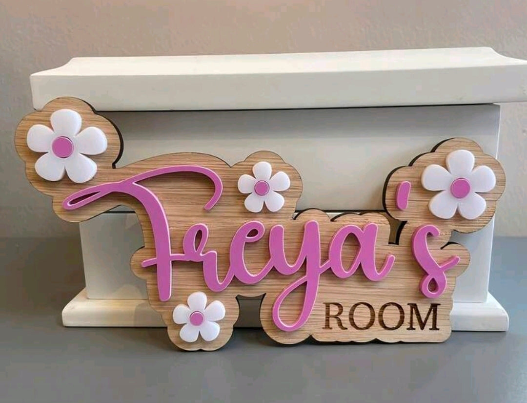 Personalised Wooden Name Sign for Kids Room - Custom Nursery Wall Decor