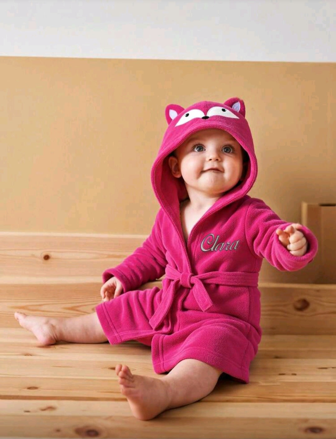 Personalised Baby Hooded Bathrobe 12-24 Months