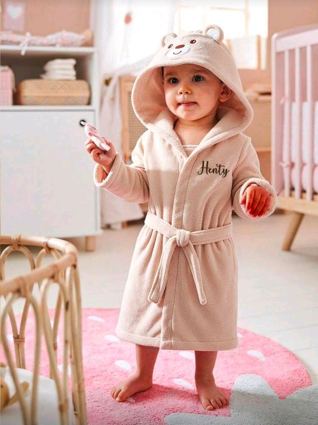 Personalised Baby Hooded Bathrobe 12-24 Months