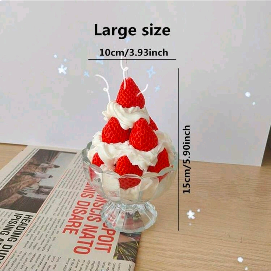 Strawberry Cream Dessert Candle