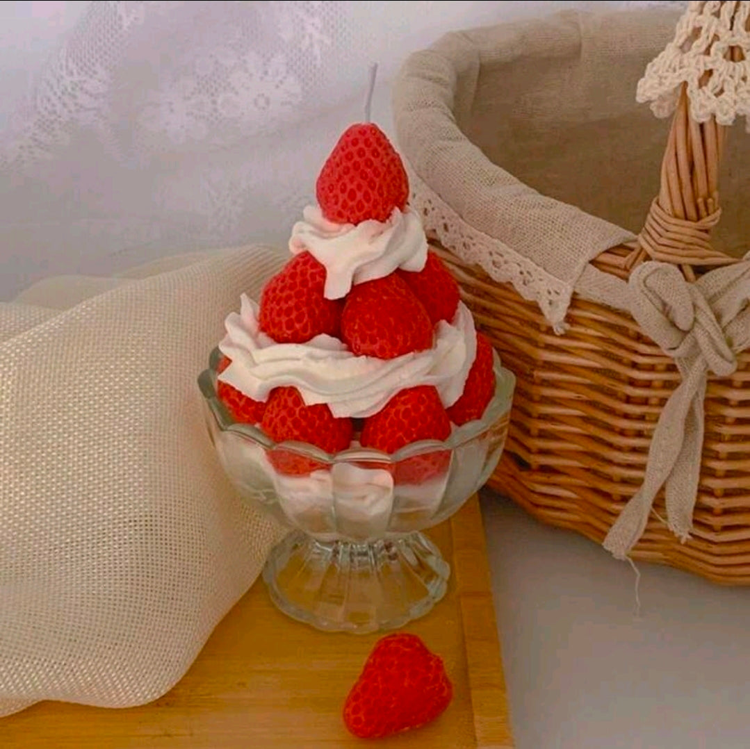 Strawberry Cream Dessert Candle