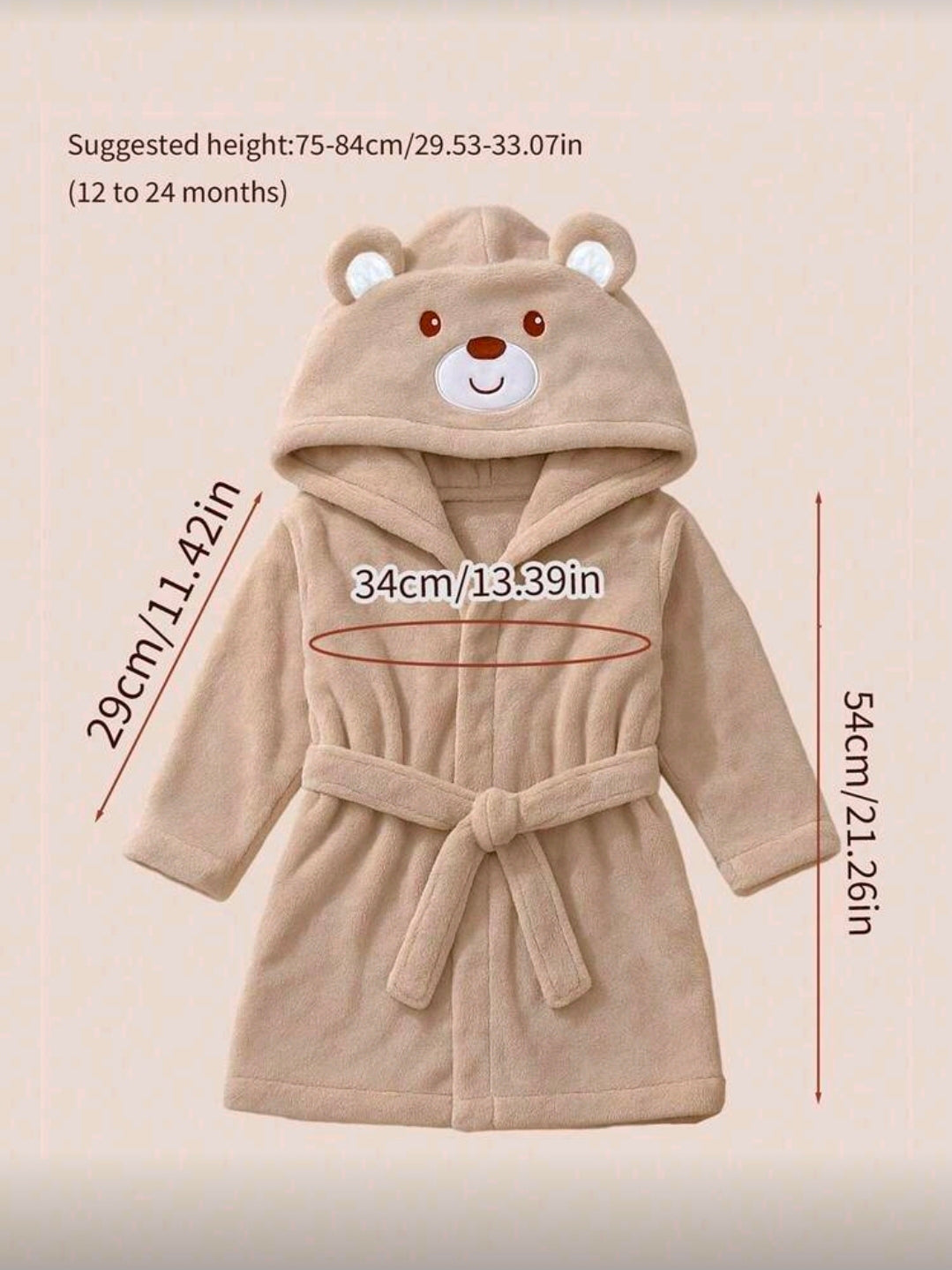 Personalised Baby Hooded Bathrobe 12-24 Months