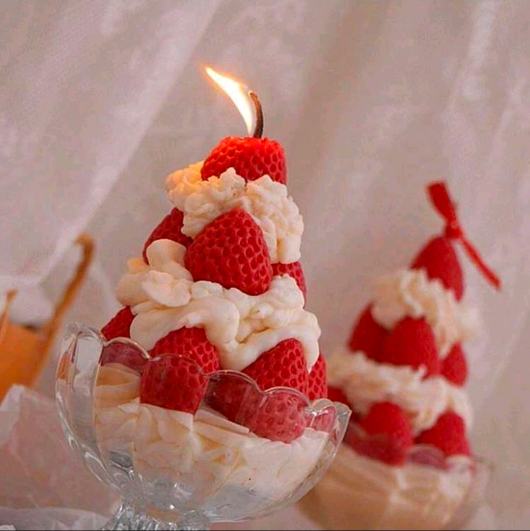 Strawberry Cream Dessert Candle