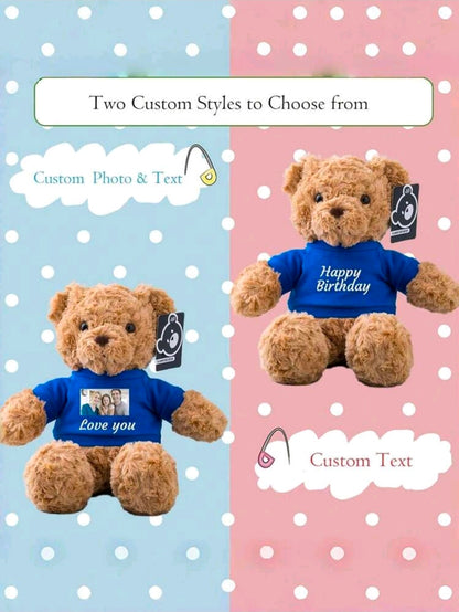 Personalised Teddy Bear with Custom Photo and Text