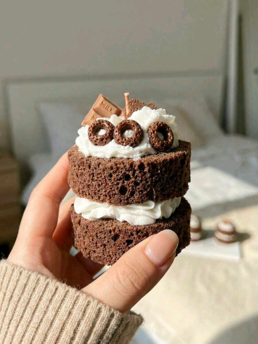 Realistic Chocolate Cake Dessert Candle