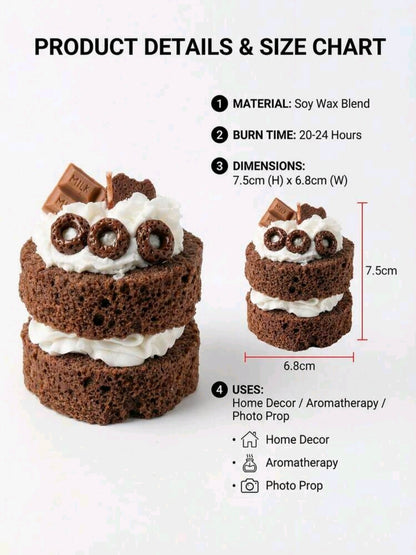 Realistic Chocolate Cake Dessert Candle