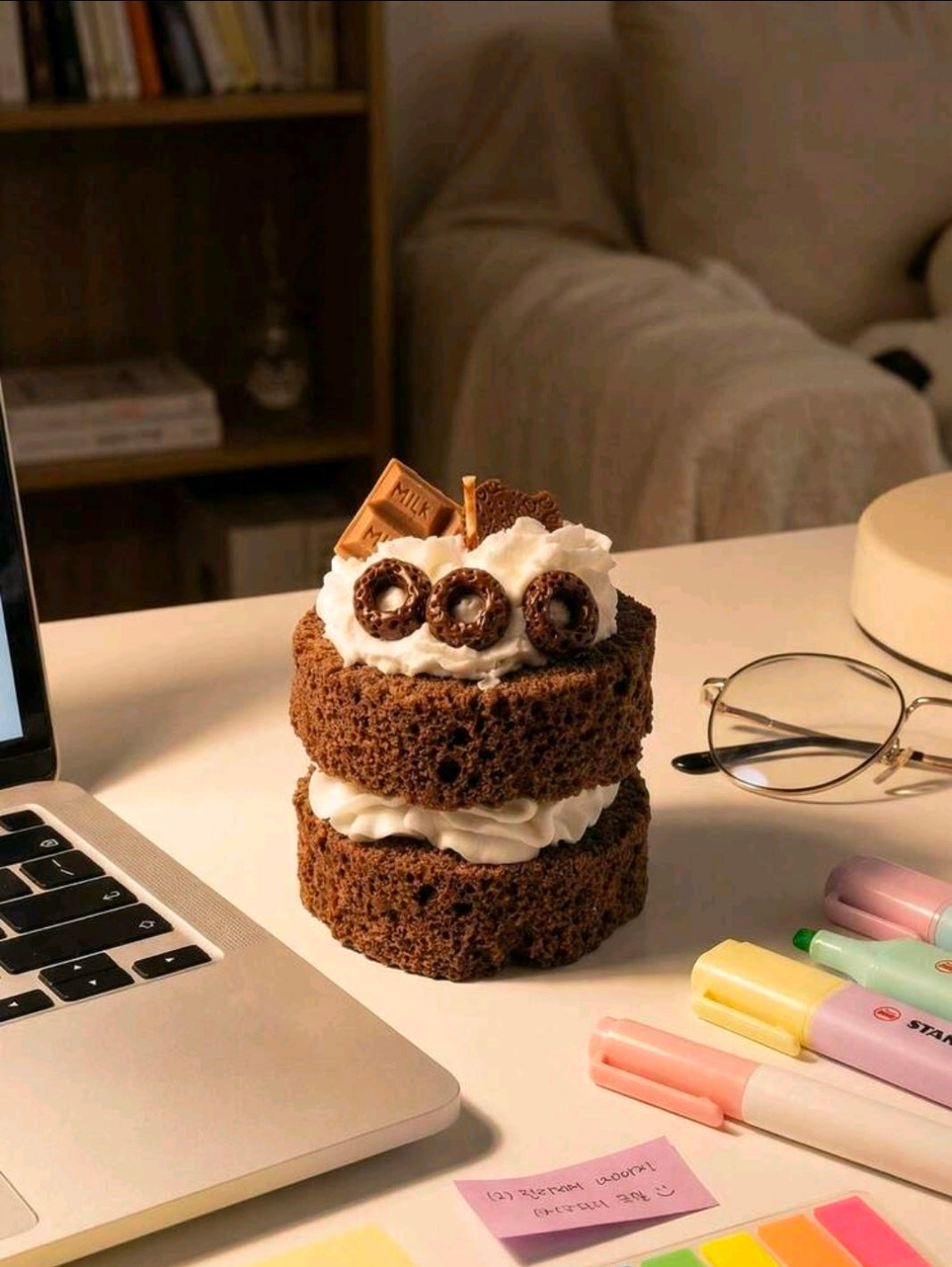 Realistic Chocolate Cake Dessert Candle