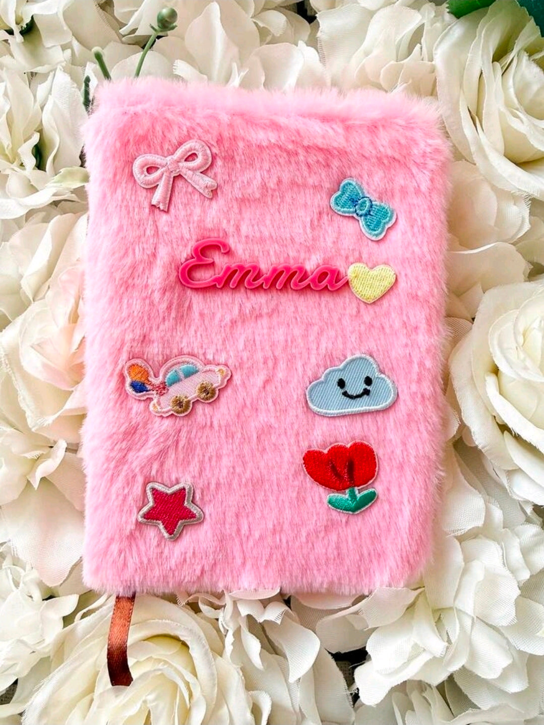 Personalised  Furry Diary Notebook with Patches