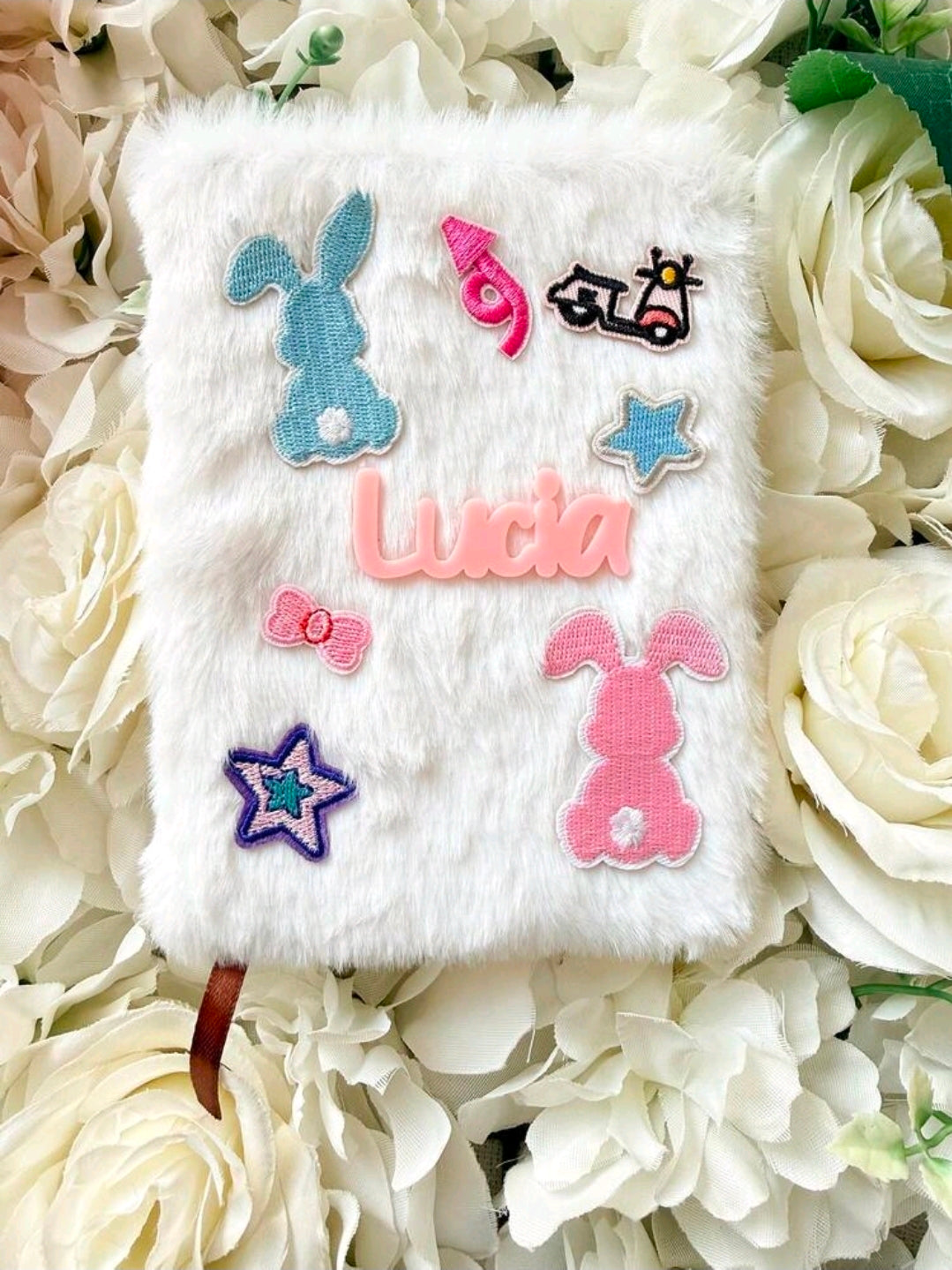 Personalised  Furry Diary Notebook with Patches