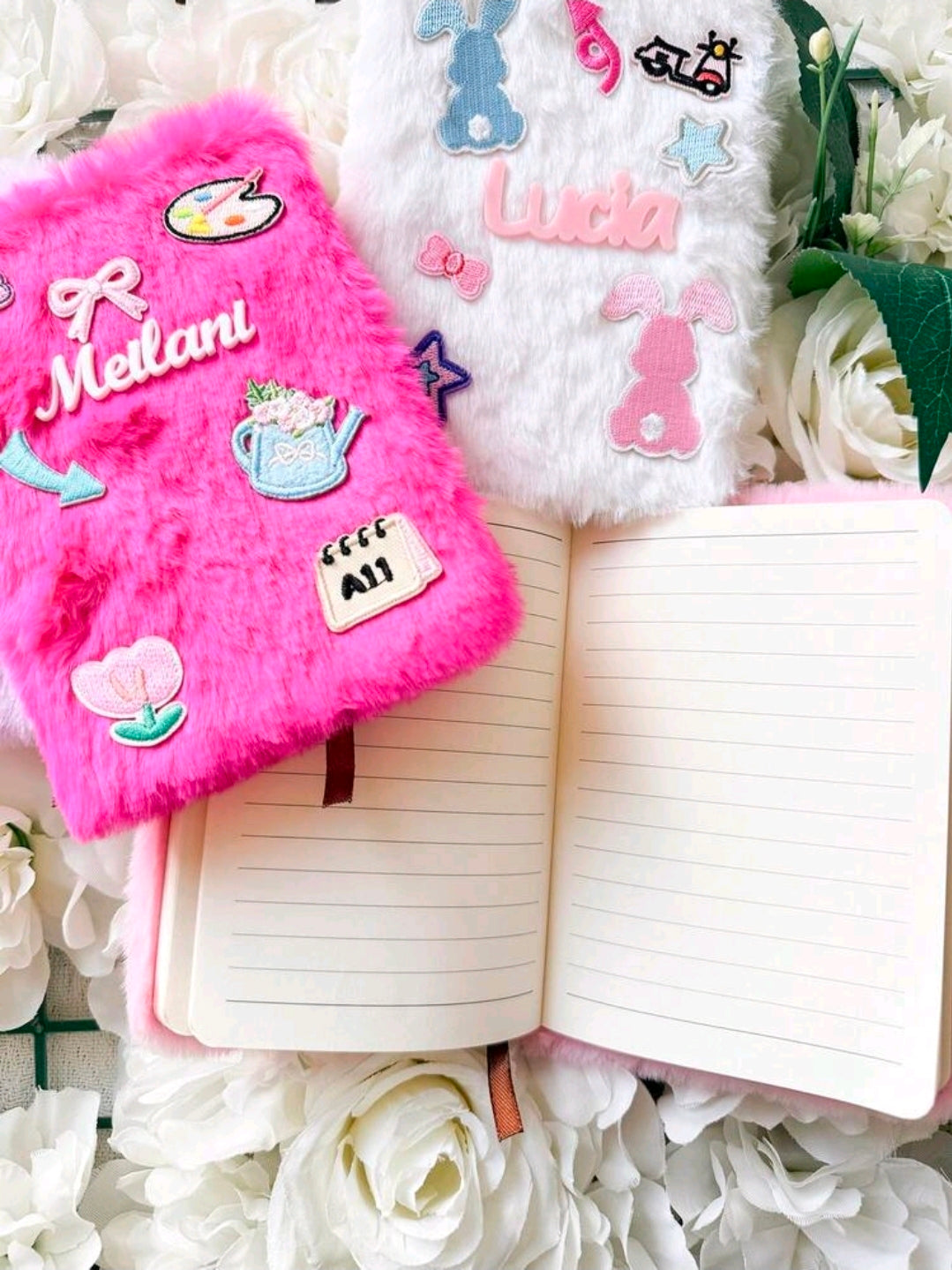 Personalised  Furry Diary Notebook with Patches