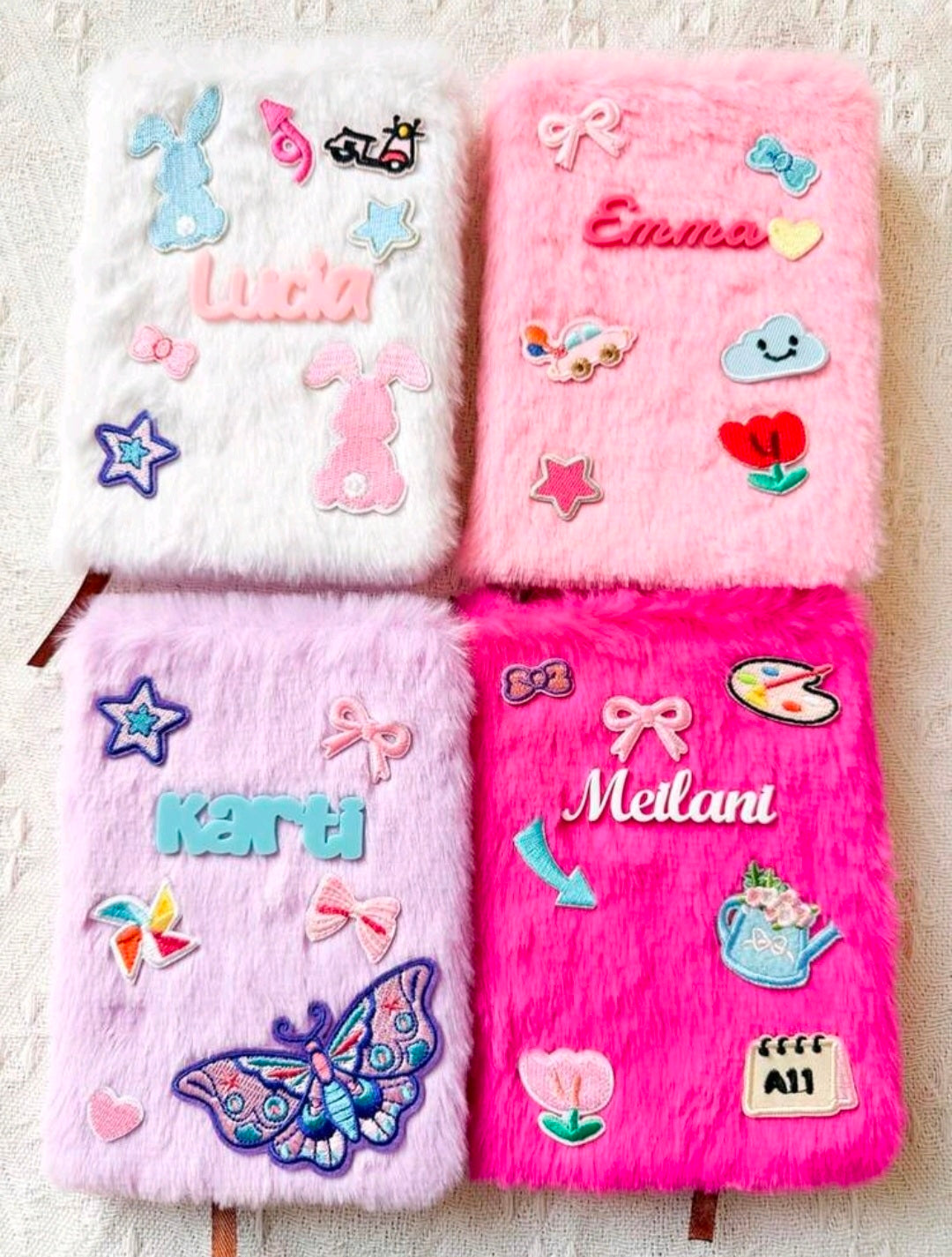Personalised  Furry Diary Notebook with Patches