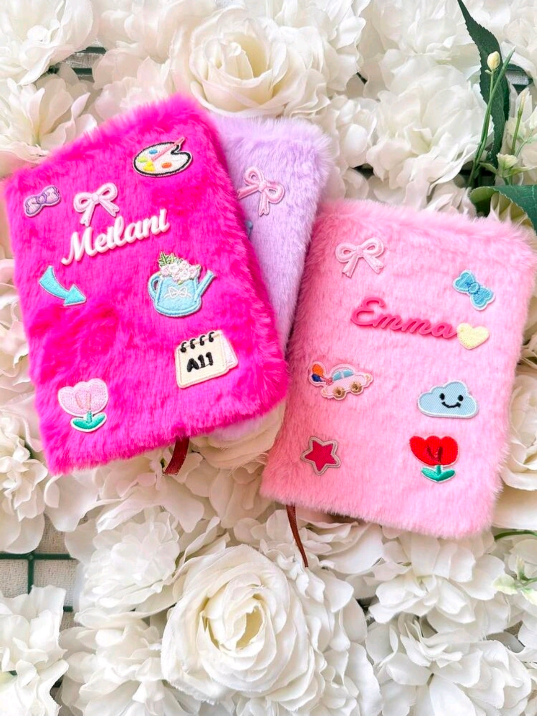 Personalised  Furry Diary Notebook with Patches
