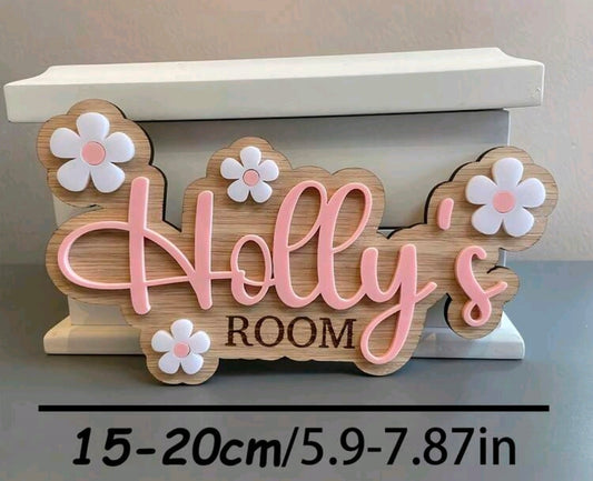 Personalised Wooden Name Sign for Kids Room - Custom Nursery Wall Decor