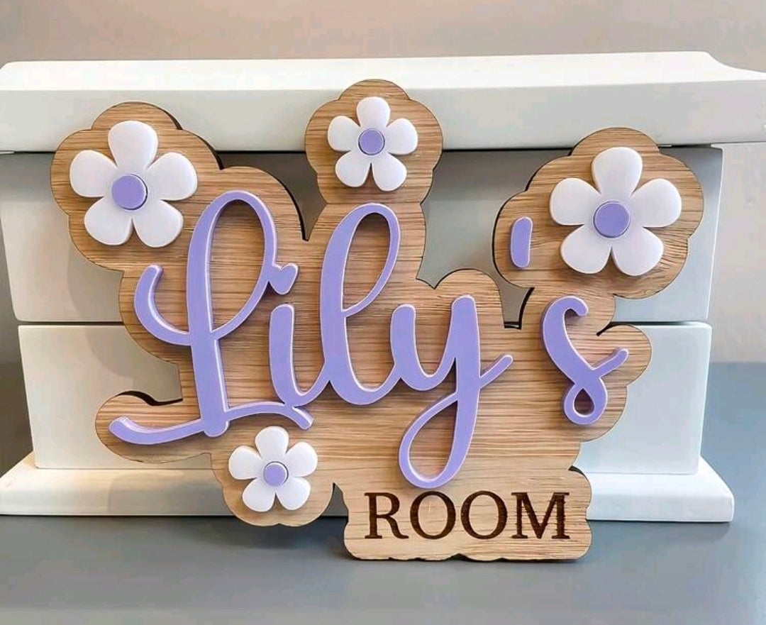 Personalised Wooden Name Sign for Kids Room - Custom Nursery Wall Decor