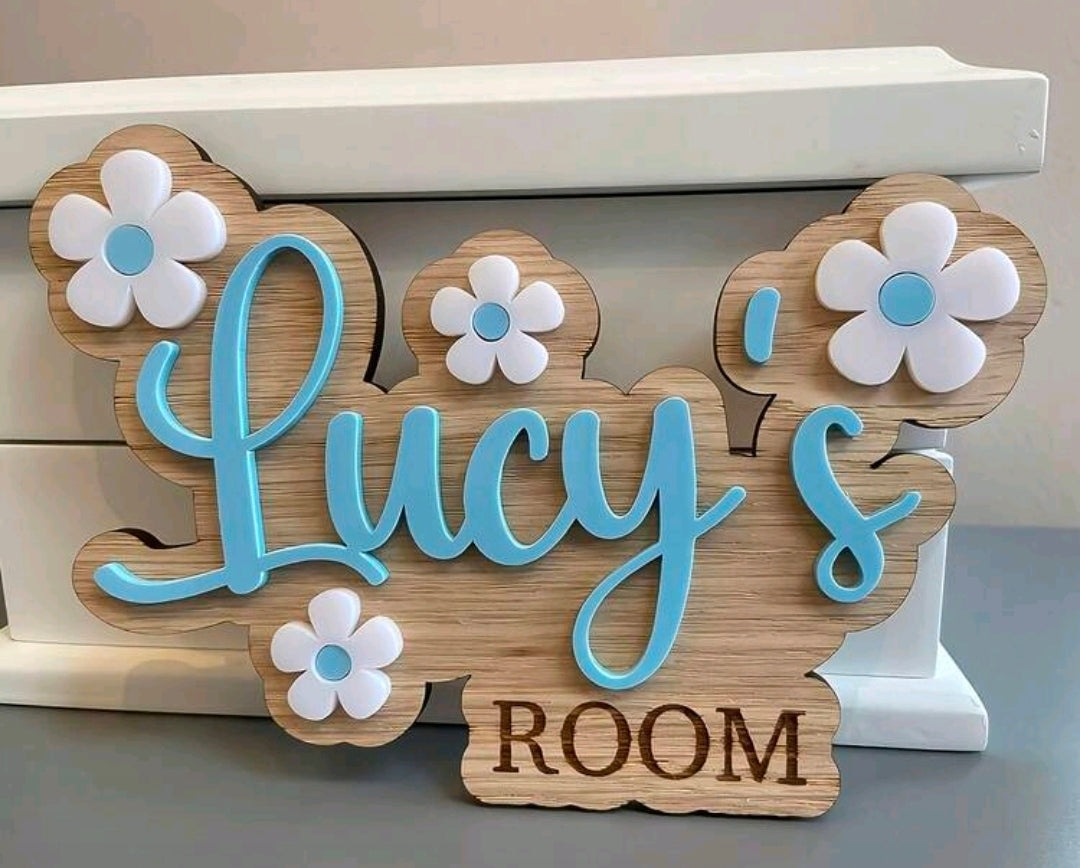 Personalised Wooden Name Sign for Kids Room - Custom Nursery Wall Decor