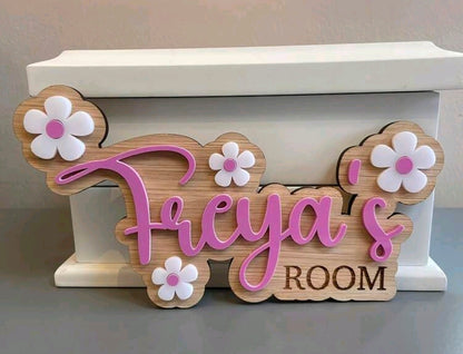 Personalised Wooden Name Sign for Kids Room - Custom Nursery Wall Decor