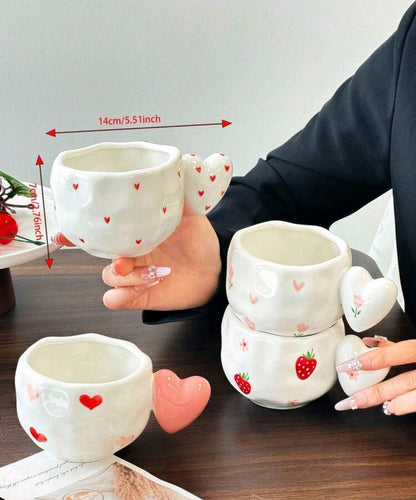 Heart Handle Ceramic Mug – Aesthetic Coffee & Tea Cup 300ml
