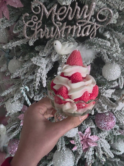 Strawberry Cream Dessert Candle